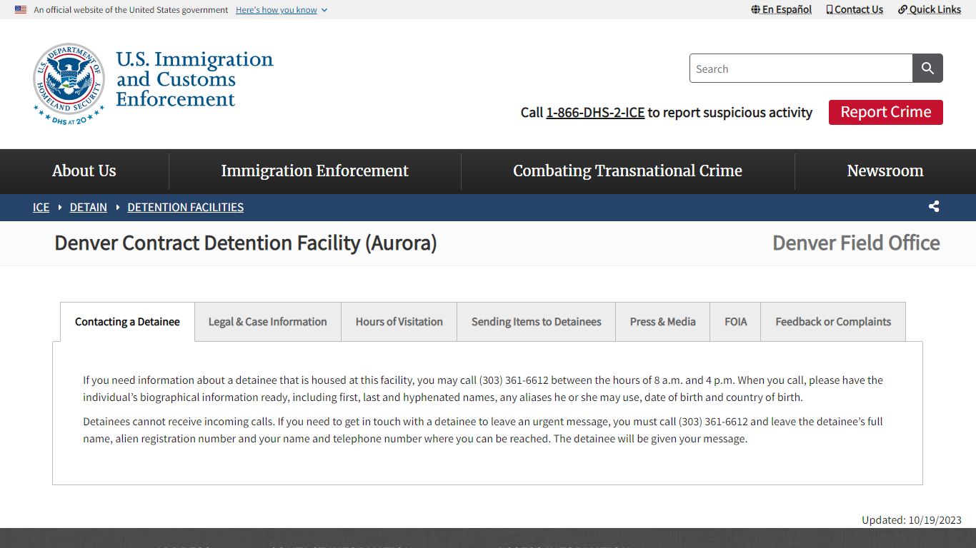 Denver Contract Detention Facility (Aurora) | ICE