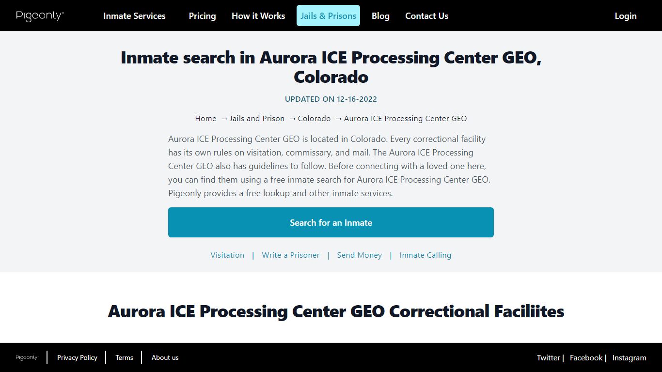 Inmate search in Aurora ICE Processing Center GEO, Colorado