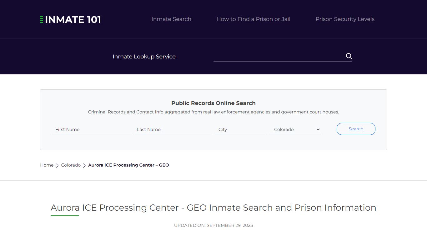 Aurora ICE Processing Center - GEO Inmate Search, Visitation, Phone no ...